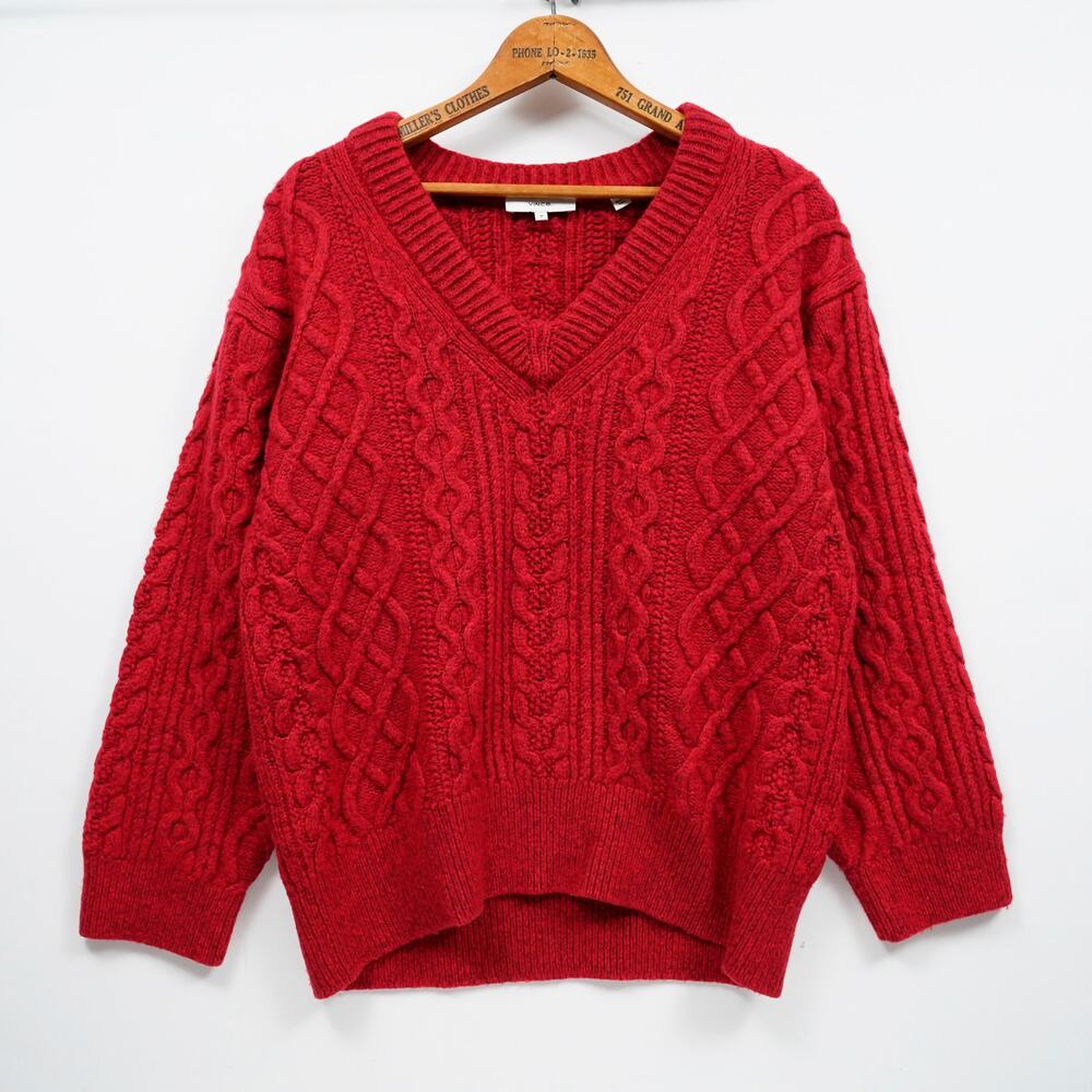 Vince Cable Knit Sweater Red Merino Wool Cashmere Blend Women's Medium M